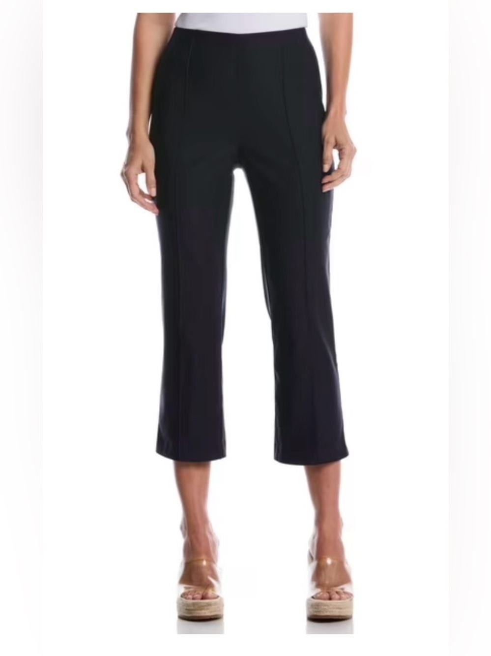 Rafaella Pintuck Cropped Pants in Navy